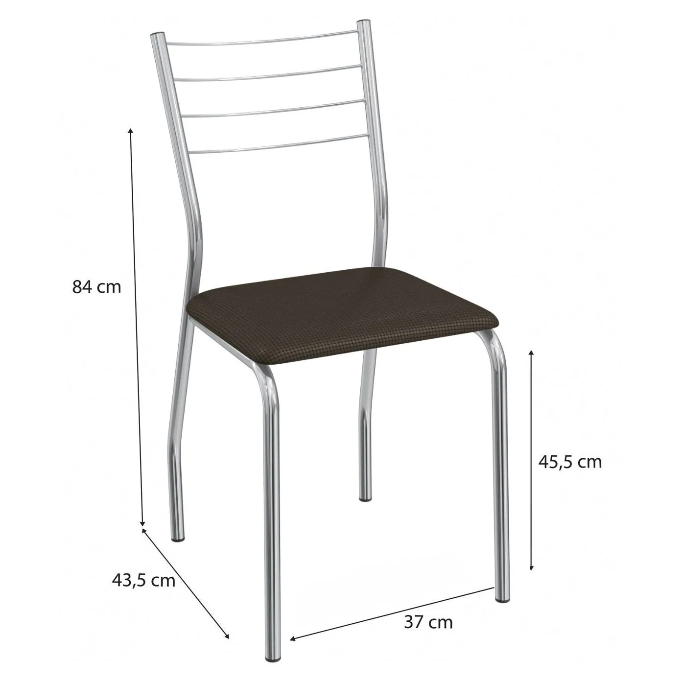 Mesa Creta 0,90 com 4 Cadeiras Malta CMC1078(M088/F090/4C140) Cromado/Canela – KAPPESBERG