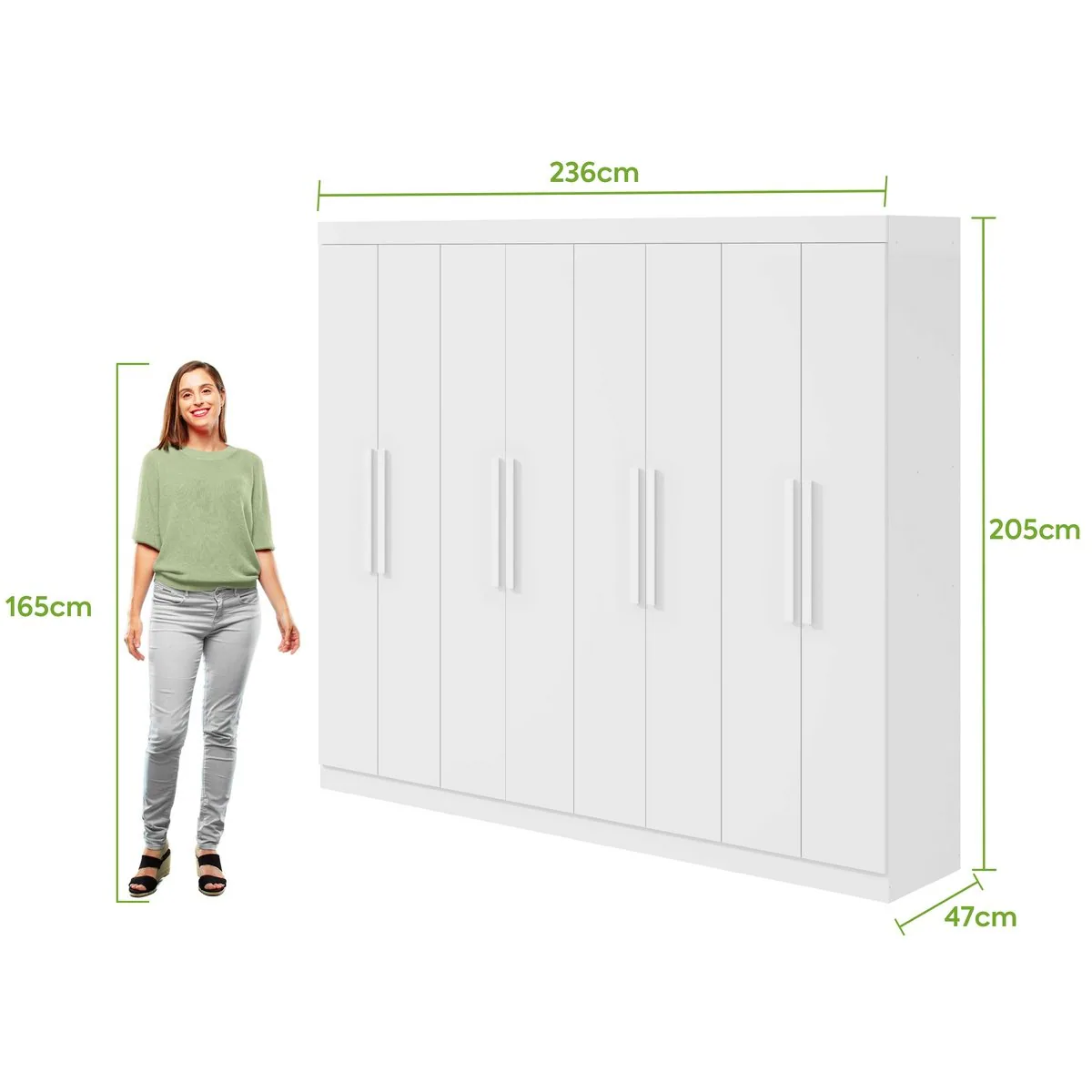 Guarda-Roupa 8 Portas Andara Soft 2,36 m Branco – LOPAS