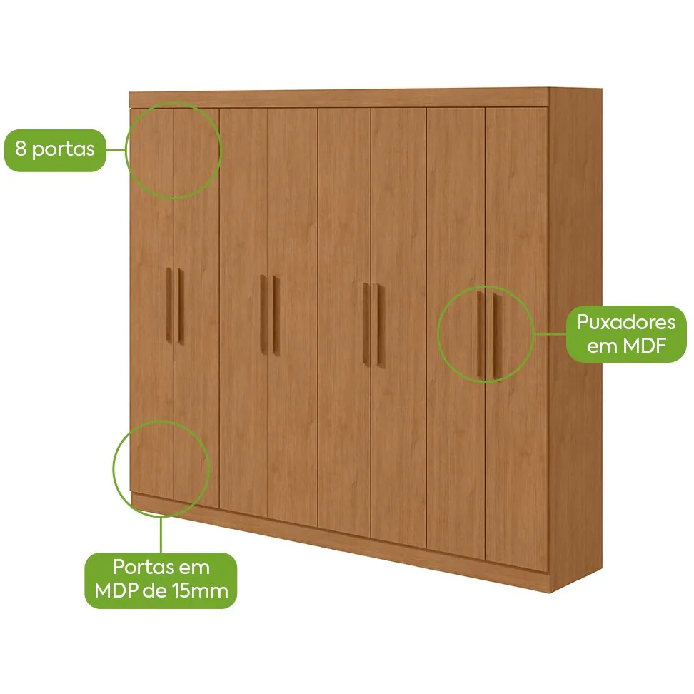 Guarda-Roupa 8 Portas Andara Soft 2,36 m Amêndoa Clean – LOPAS