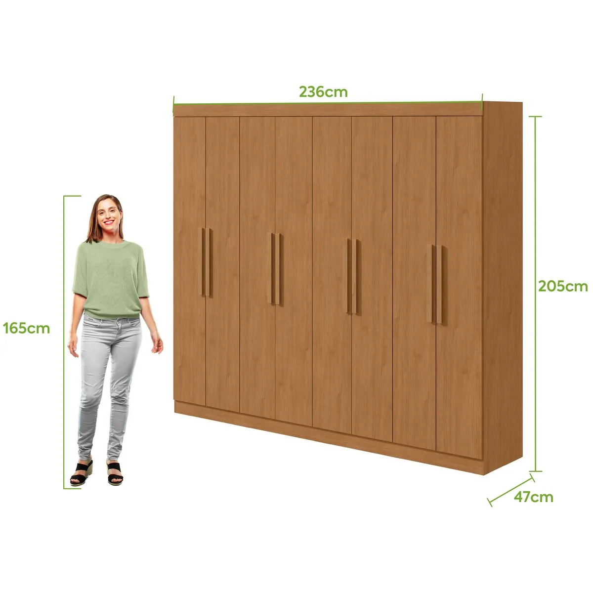 Guarda-Roupa 8 Portas Andara Soft 2,36 m Amêndoa Clean – LOPAS