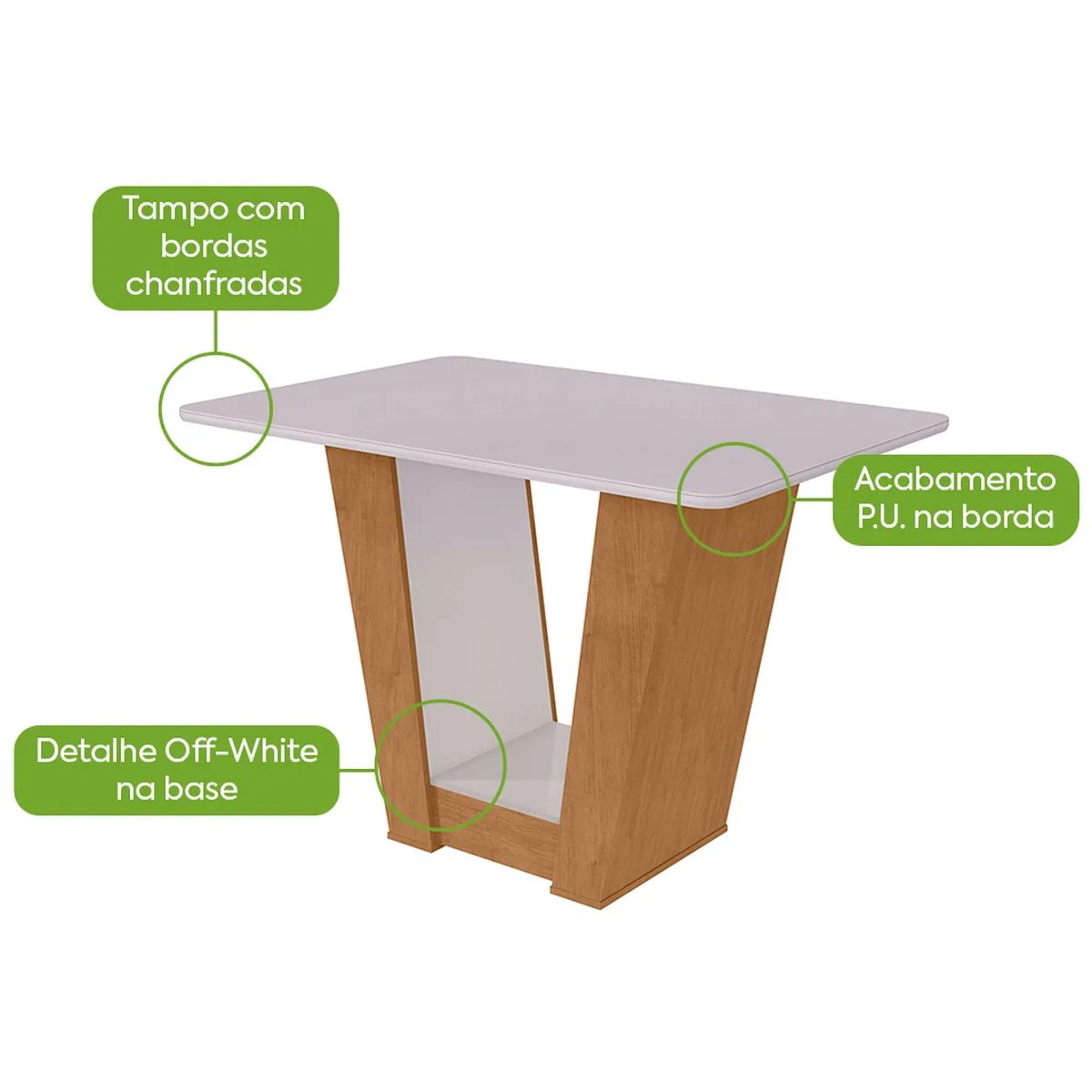 Mesa Apogeu (Tampo Maxi) 120 Amêndoa Clean/Off White – LOPAS