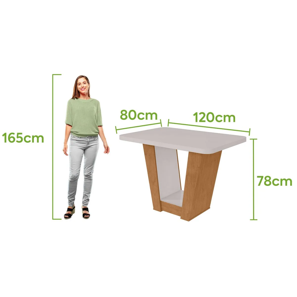 Mesa Apogeu (Tampo Maxi) 120 Amêndoa Clean/Off White – LOPAS