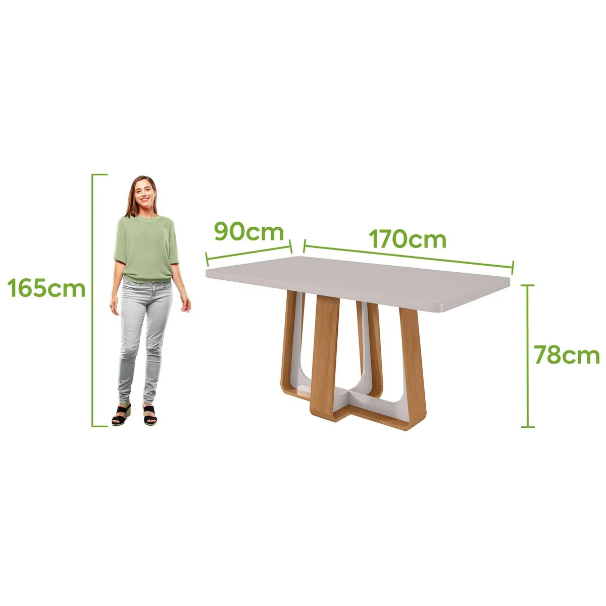 Mesa Sintonia (Tampo Maxi) 170 Amêndoa Clean/Off White – LOPAS