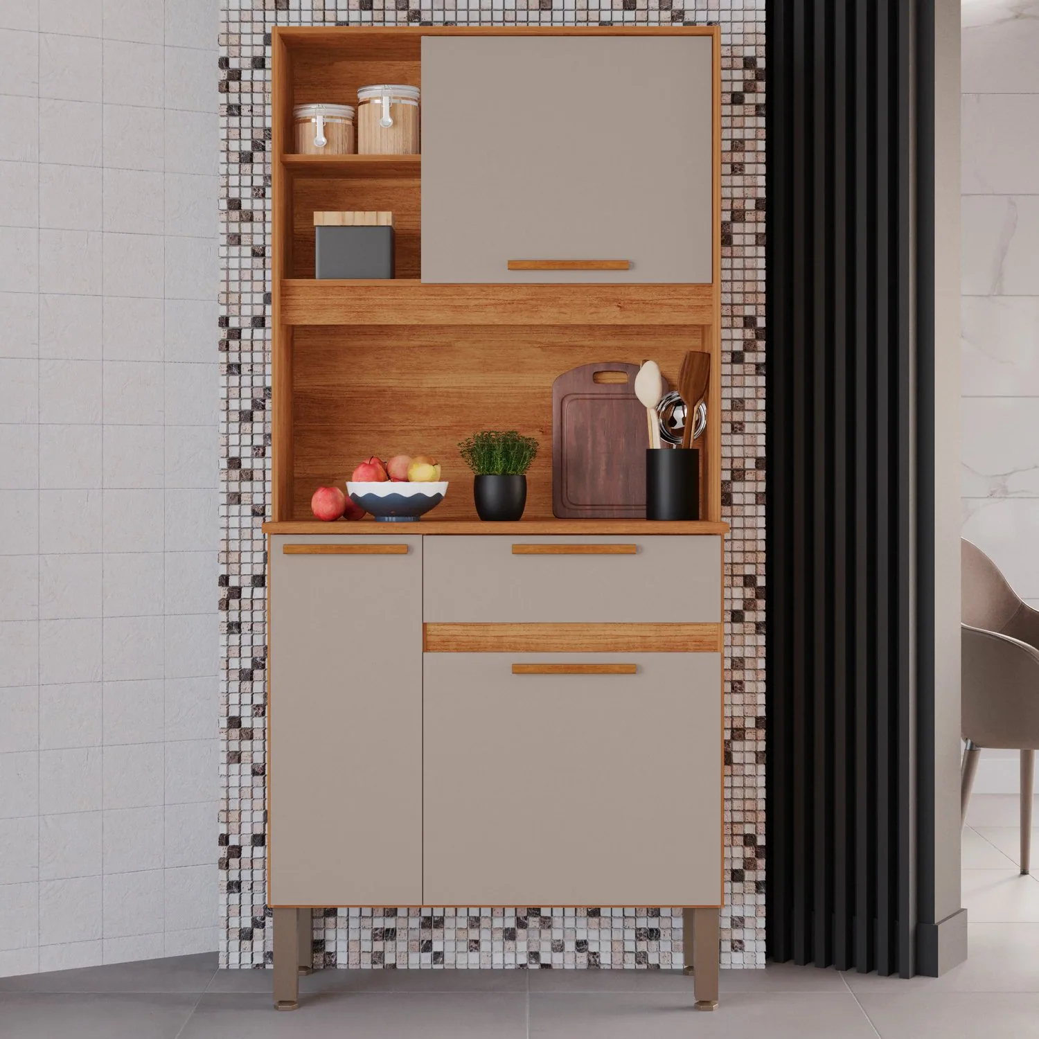 Kit Cozinha Lia 0,83 m Cinamomo/Off White – SALLÊTO