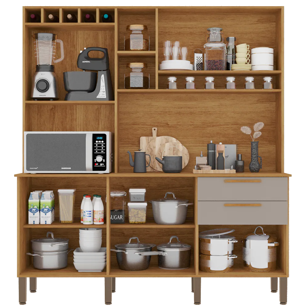 Kit Cozinha New Topázio 1,65 m Cinamomo/Off White – SALLÊTO
