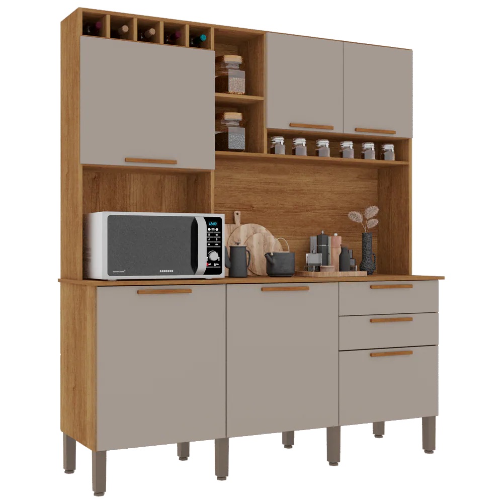 Kit Cozinha New Topázio 1,65 m Cinamomo/Off White – SALLÊTO