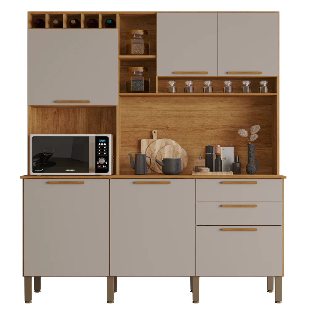 Kit Cozinha New Topázio 1,65 m Cinamomo/Off White – SALLÊTO