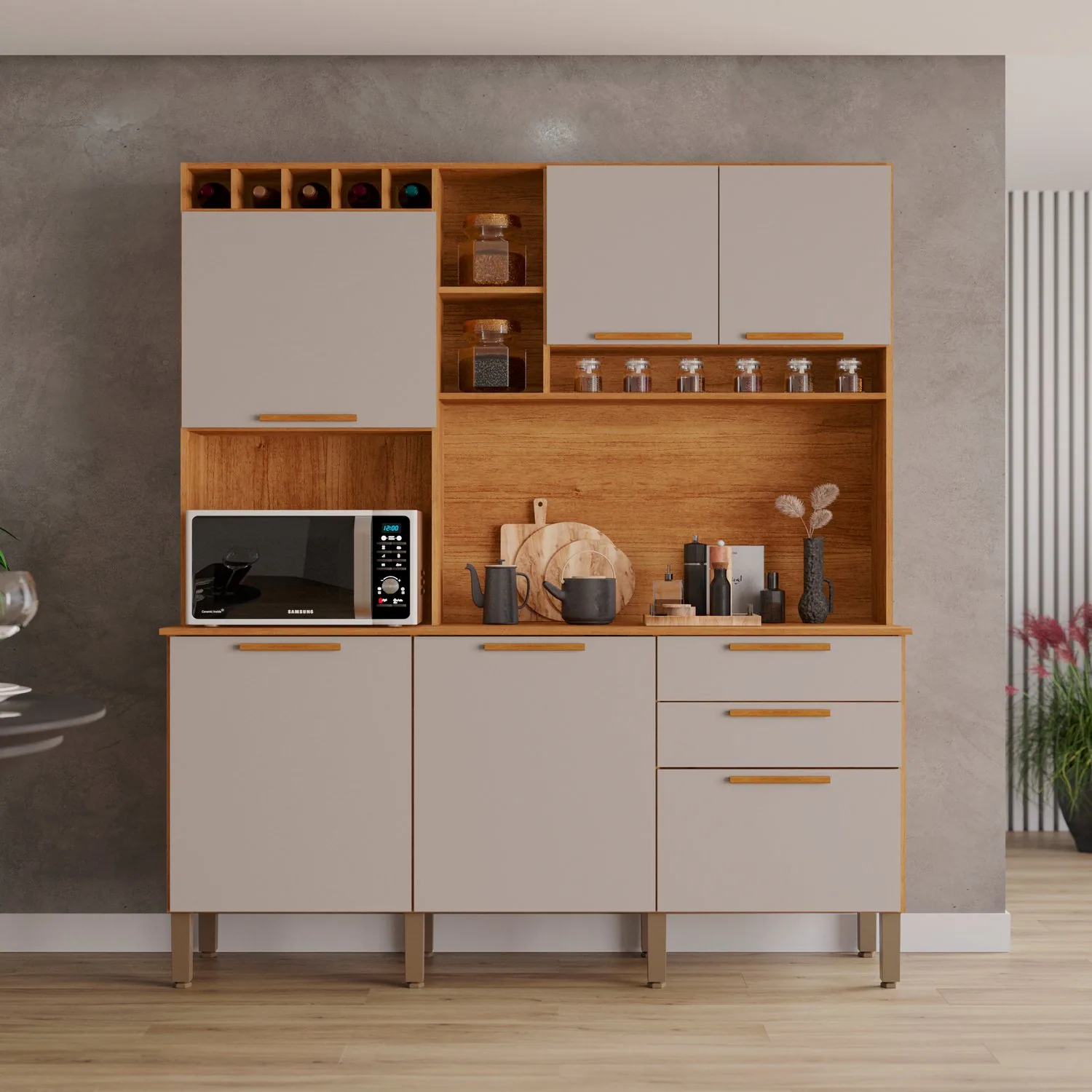 Kit Cozinha New Topázio 1,65 m Cinamomo/Off White – SALLÊTO