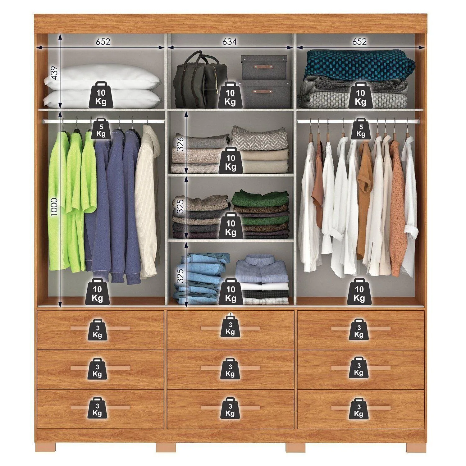 Guarda-Roupa 3 Portas Toronto RP1930 + Cômoda 4 Gavetas 2 Sapateiras Angra CO260 Cinamomo/Off White/Cinamomo – FELLICCI