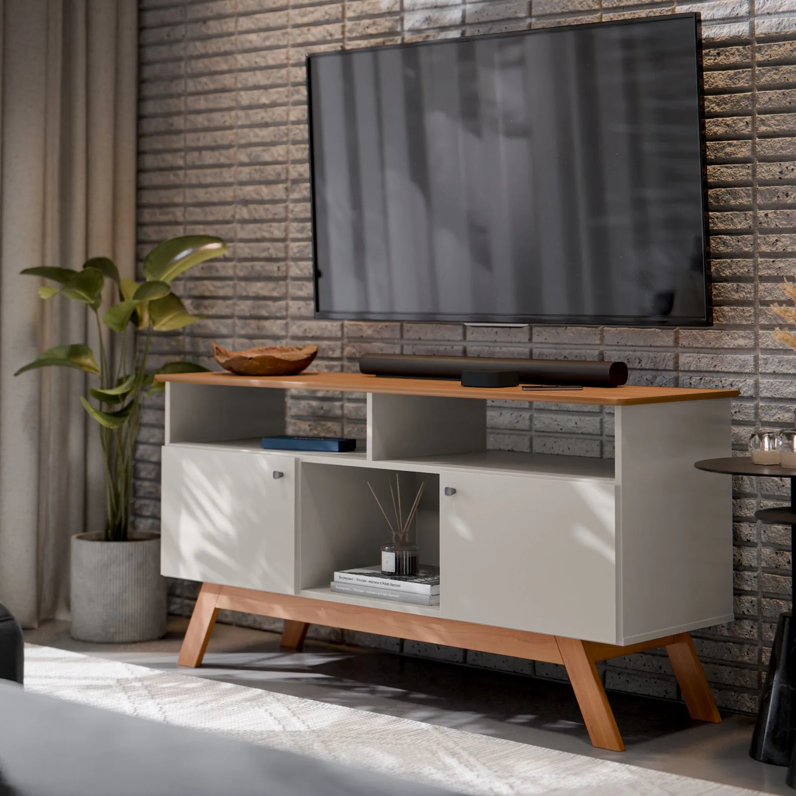 Rack Até 43″ Amsterdã Ii Off White/nature – Tebarrot Do Brasil