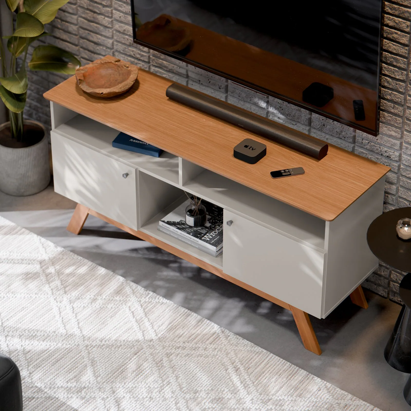 Rack Até 43″ Amsterdã Ii Off White/nature – Tebarrot Do Brasil