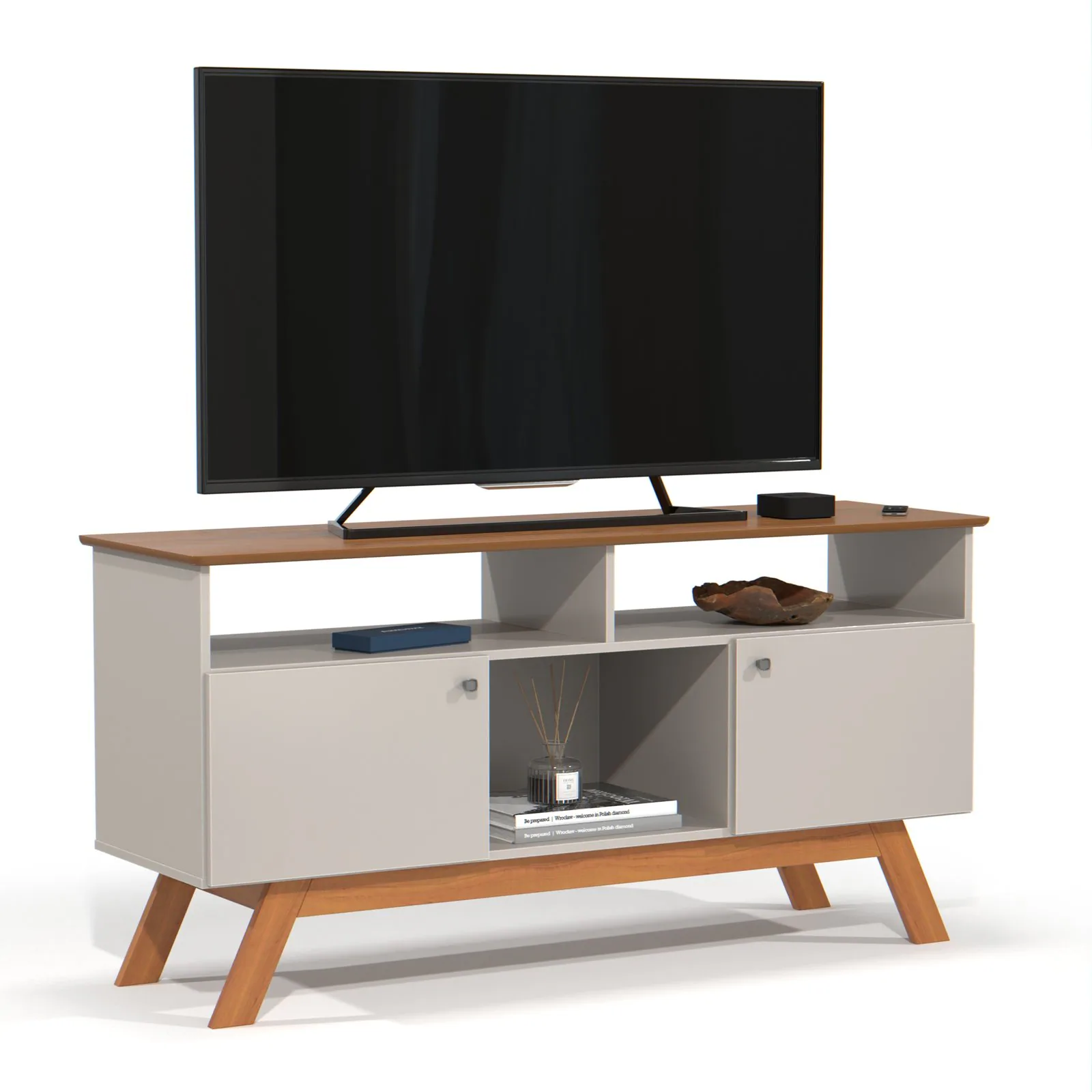 Rack Até 43″ Amsterdã Ii Off White/nature – Tebarrot Do Brasil
