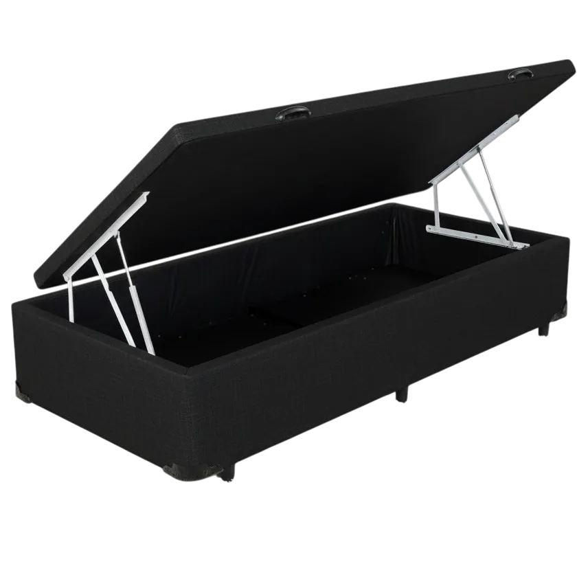 Base Box Solteiro Bau Linho Preto – ALTO NIVEL CAMAS E COLCHOES