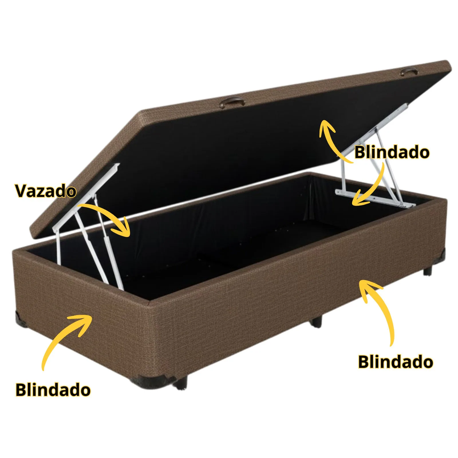 Base Box Solteiro Bau Linho Marrom – ALTO NIVEL CAMAS E COLCHOES