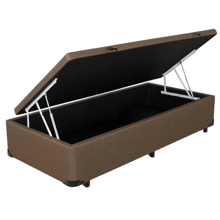 Base Box Solteiro Bau Linho Marrom – ALTO NIVEL CAMAS E COLCHOES