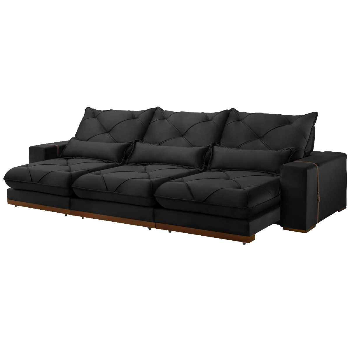 Sofa Retratil e Reclinavel Diamante/Bahia 3,50 m Veludo Preto 210 – PLENA ESTOFADOS