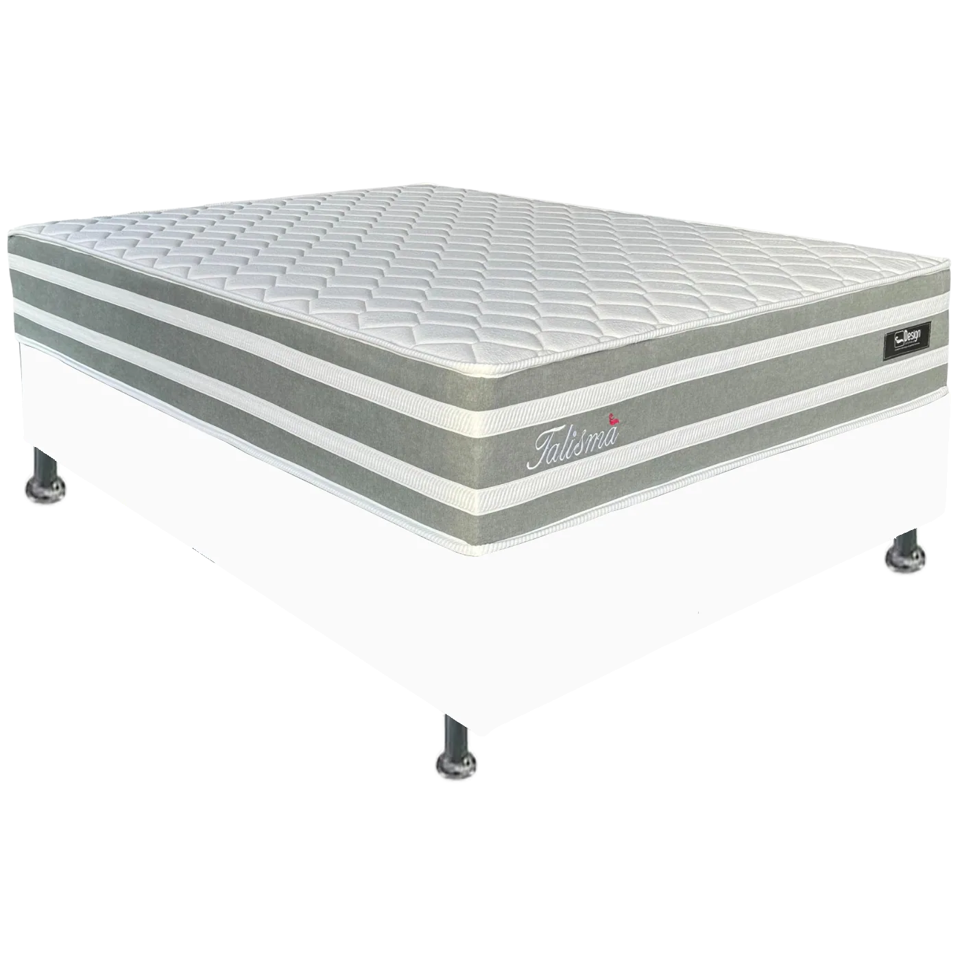 Colchão Casal Talismã 30 cm D28 Molas Ensacadas + Base Simples Corino Branco – DESIGN + ALTO NÍVEL