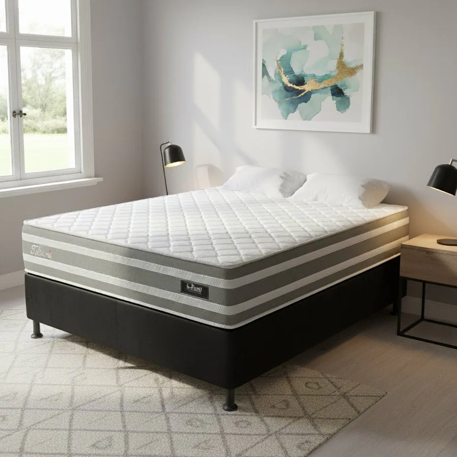 Colchão Casal Talismã 30 cm D28 Molas Ensacadas + Base Simples Corino Preto – DESIGN + BIOSTAR