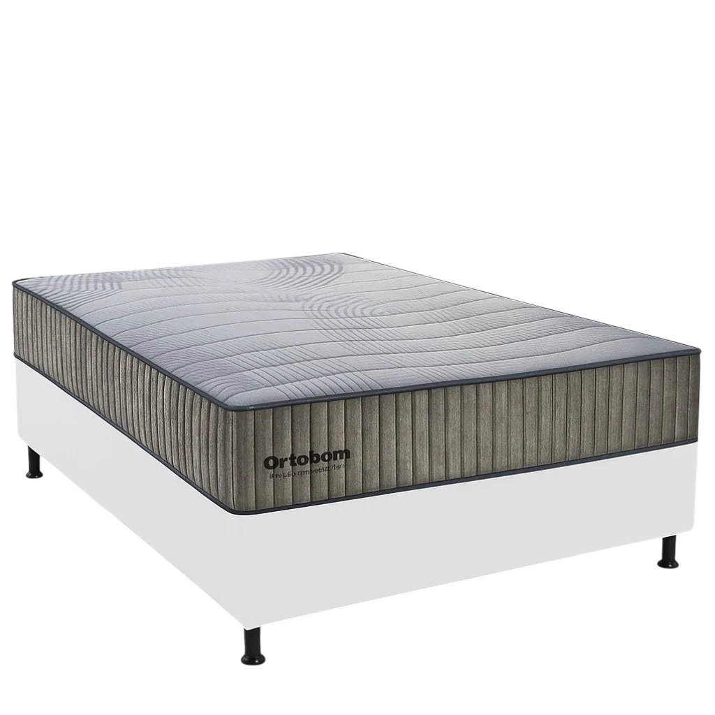 Colchão Casal Exclusive Foam 30 cm HR 33 + Base Simples Corino Branco – ORTOBOM + ALTO NÍVEL