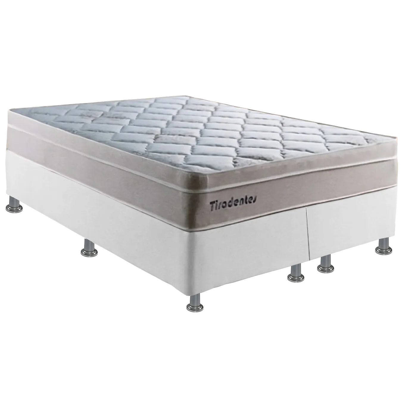 Colchão Queen Tiradentes 24 cm D28 Molas Ensacadas + Base Simples Corino Branco – COLCHOMINAS + ALTO NÍVEL