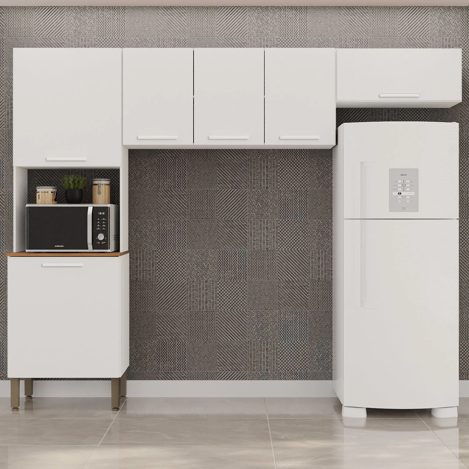 Cozinha 3 Peças (S/Balcão) New Valência Branco – SALLÊTO
