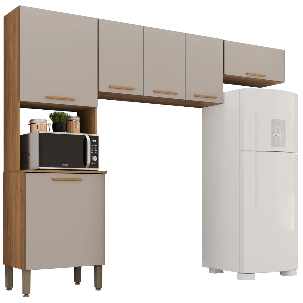 Cozinha 3 Peças (S/Balcão) New Valência Cinamomo/Off White – SALLÊTO