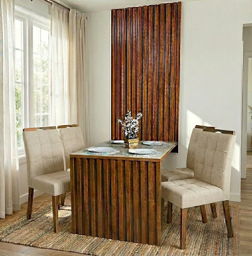 Mesa Cancun 120 Cinamomo/Off White com 4 Cadeiras Sophia Linho Bege 200 – CEL MÓVEIS + WM DECOR
